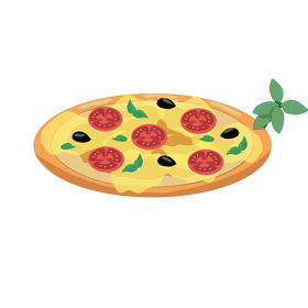 Pepperoni and basil pizza illustration clipart