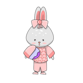 Cute rabbit going to bed clipart