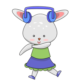 Rabbit listening to the music and dancing clipart