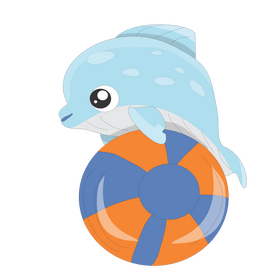 Baby dolphin playing with ball clipart