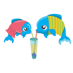 Dolphins on a date clipart