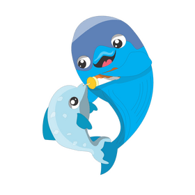 Dolphin mom feeding baby clipart
