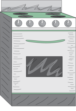 Gas cooker with oven drawing clipart