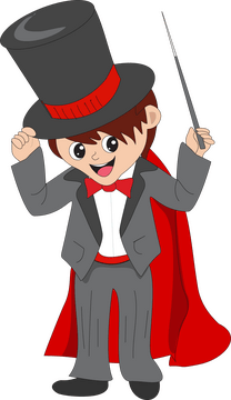 Cartoon magician in circus clipart