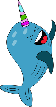 Cartoon narwhal whale laughing clipart