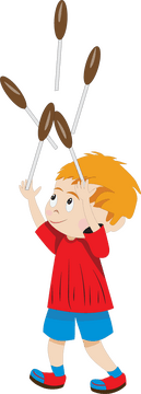 Young boy juggler cartoon clipart