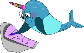 Free narwhal at school clipart