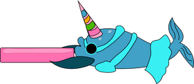 Narwhal swimming illustration clipart