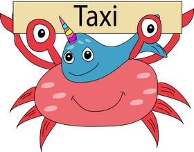 Narwhal taking a taxi clipart