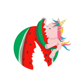 Free unicorn eating watermelon clipart
