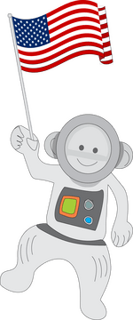 Astronaut holding an American flag clipart