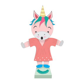 Unicorn on weighing scale clipart