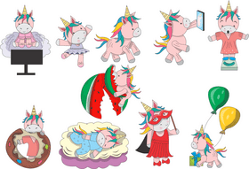 Cute unicorns vector