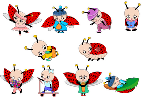 Cartoon ladybugs vector
