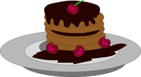 Chocolate pancake with cherries clipart