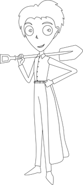 Victor cartoon character black and white clipart