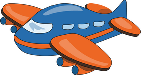 Blue and orange plane cartoon clipart