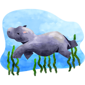 Hippopotamus swimming vector