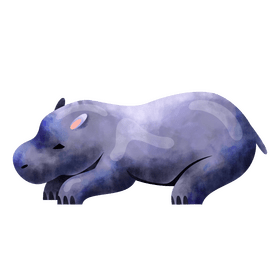 Hippo lying down clipart