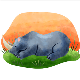 Rhinoceros lying down vector