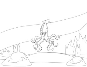 Squid black and white vector