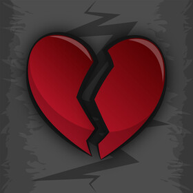 Broken heart emoji, emoticon vector