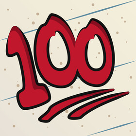 100, hundred points emoji, emoticon vector