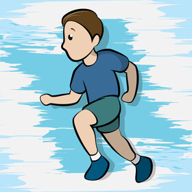 Man running emoji, emoticon vector