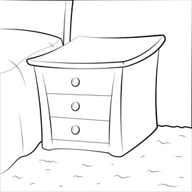 Bedside table black and white vector