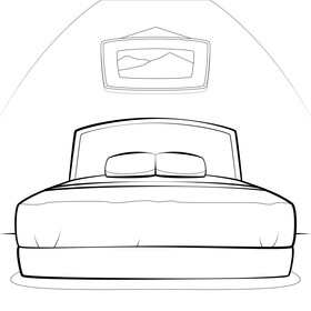 King size bed black and white vector