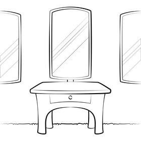 Dressing table black and white vector