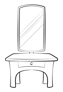 Dressing table drawing black and white clipart
