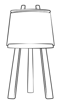 Easel drawing black and white clipart