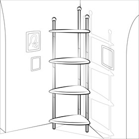Shelf corner stand furniture black and white vector