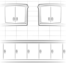 Kitchen furniture black and white vector