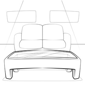 Glass table with wood base black and white vector