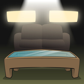 Glass table with wood base vector