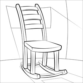 Rocking chair black and white vector