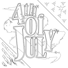 4th of July black and white vector