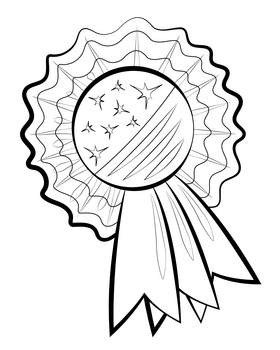 4th July ribbon drawing black and white clipart