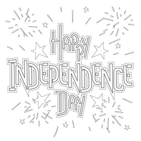 Happy Independence Day black and white vector