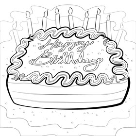 Happy birthday cake black and white vector