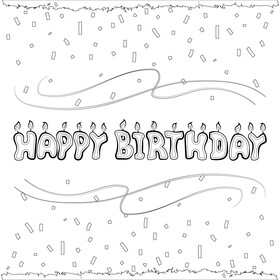 Happy birthday candles black and white vector