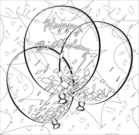 Birthday confetti balloons black and white vector
