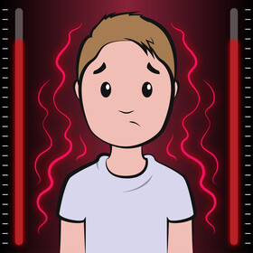 Cartoon boy with fever vector