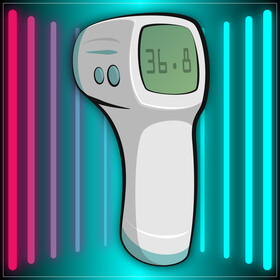 Digital infrared forehead thermometer cartoon vector