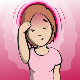 Headache cartoon girl vector
