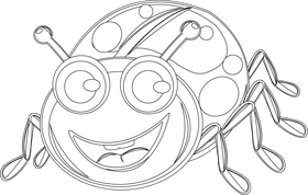 Cute ladybug black and white clipart