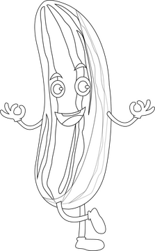 Cucumber doing yoga black and white clipart
