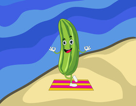 Cucumber doing yoga vector